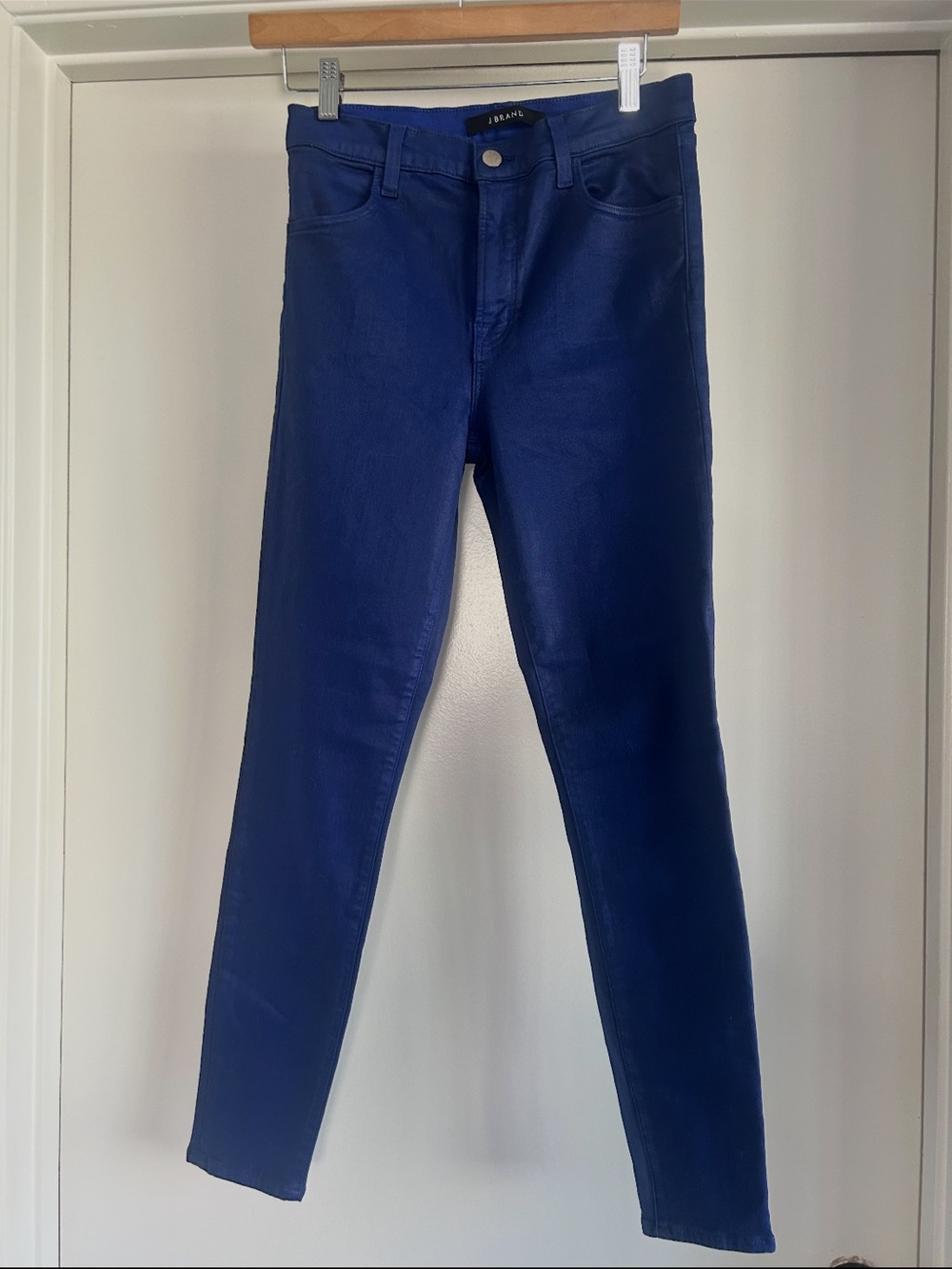 J BRAND ALANA High-Rise Ankle Skinny Coated Jeans In The "Celeste” Wash